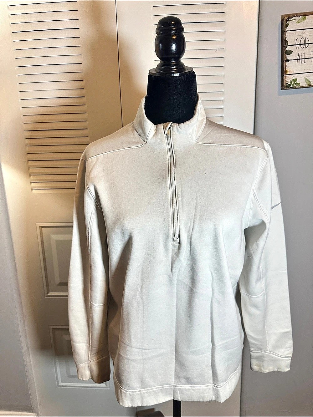 Nike Swoosh Partial Front Zipper Sweatshirt White Size Medium